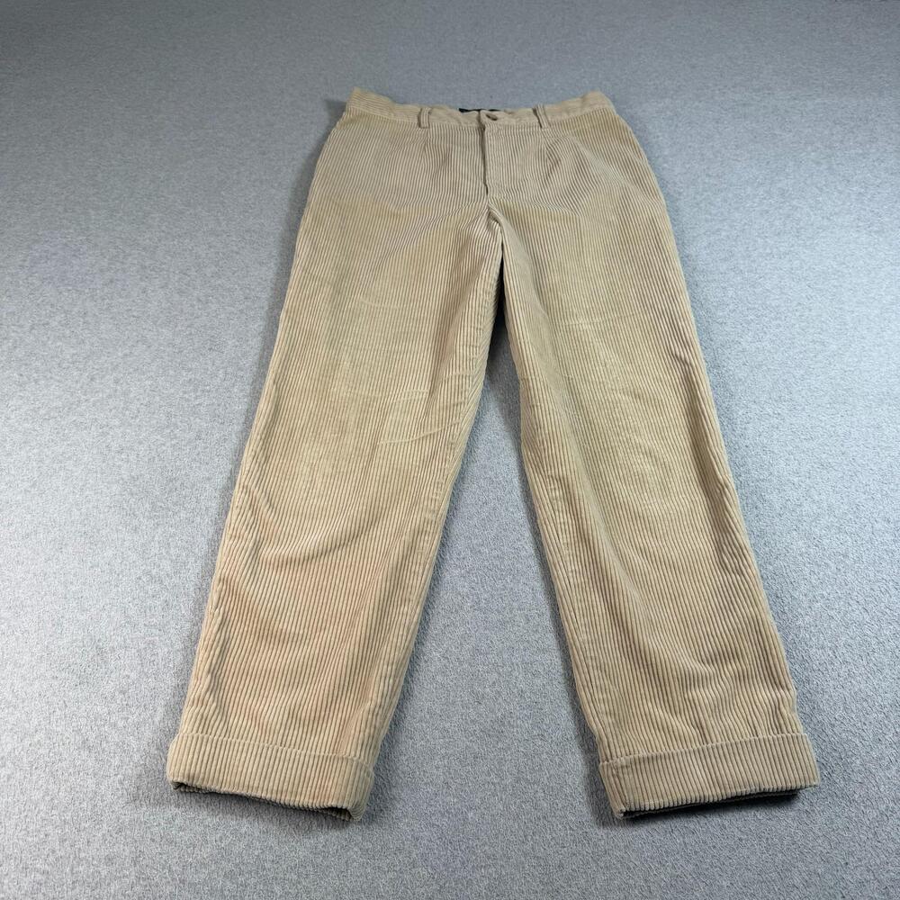 Ralph Lauren Pants Woman 14 Beige Corduroy Chino Pleat Cuffed Heritage Academia